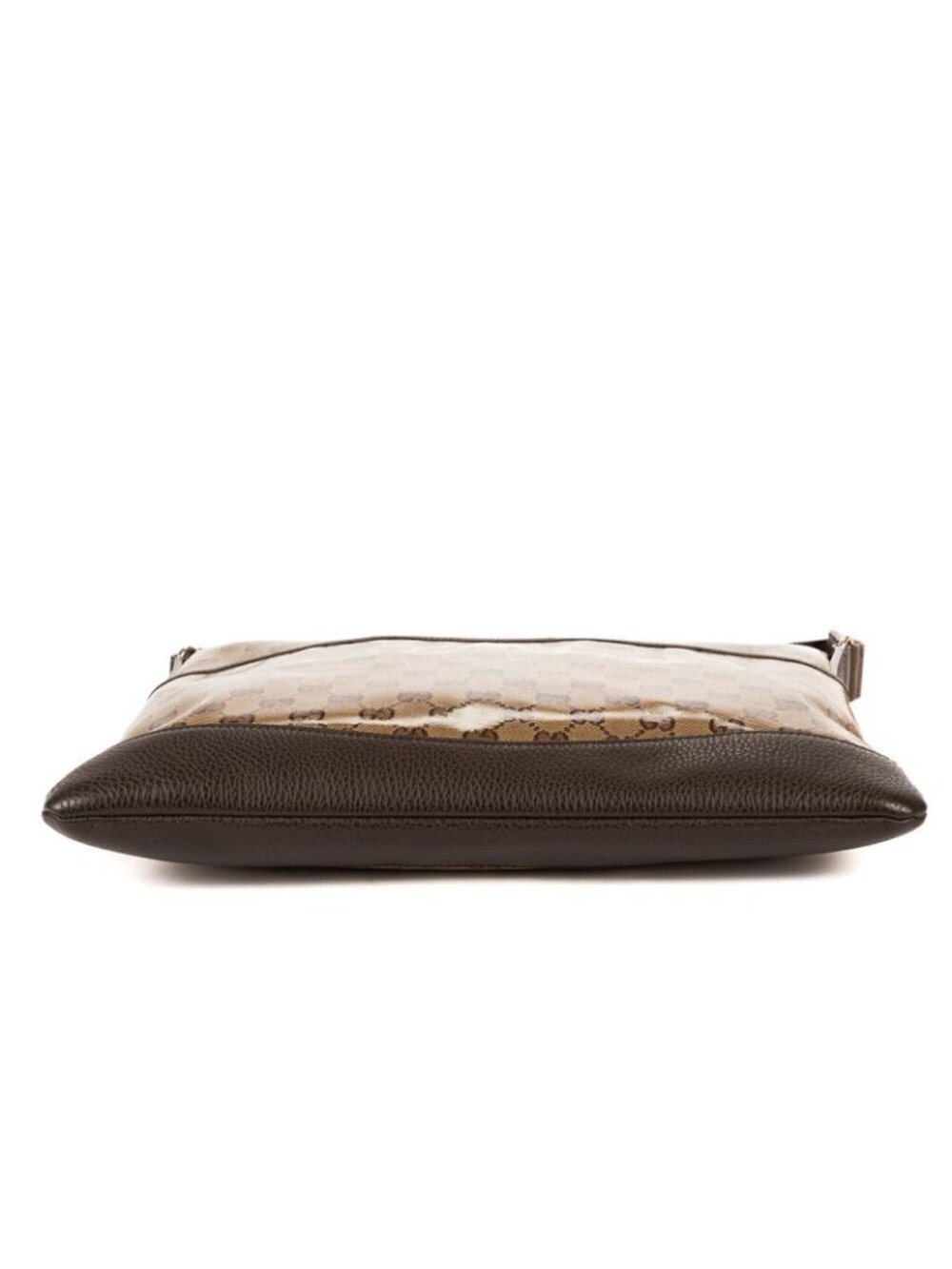 ★SOLD★ Gucci Flat Messenger Beige Dark Brown GG Crystal Patent Leather - Picture 6 of 10